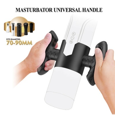 Suporte universal preto para masturbador com textura antiderrapante em dispositivo branco