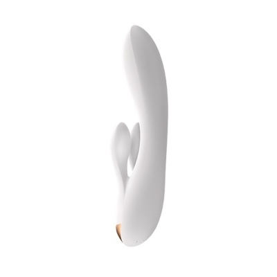 Vibrador branco em silicone com dupla haste