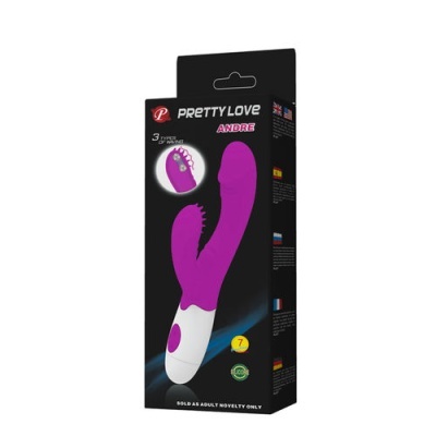 Embalagem de vibrador rosa Pretty Love Andre sobre fundo branco