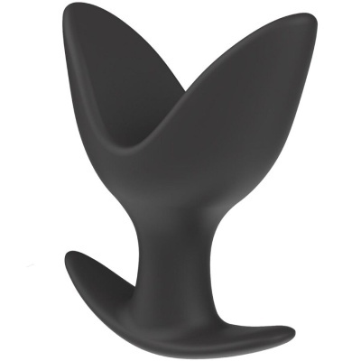 Produto anatómico de silicone preto com duas abas largas e base alargada