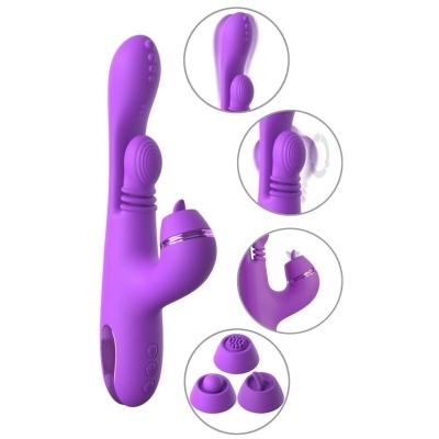 Vibrador roxo em silicone com texturas e botões