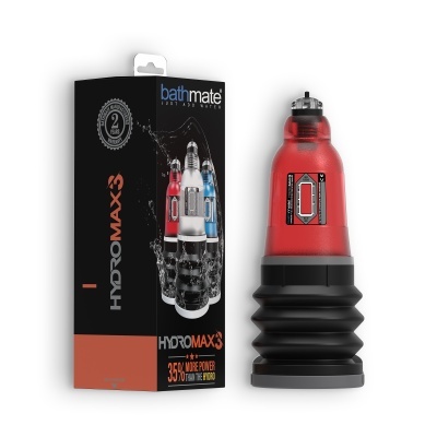 Produto vermelho e preto ao lado da embalagem preta e laranja com textos em inglês