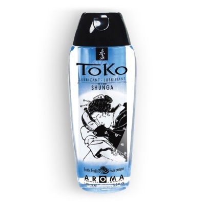 Frasco de lubrificante ToKo by Shunga com tampa preta e rótulo azul e branco