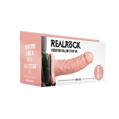 Embalagem de strap-on vibratório oco cor de pele