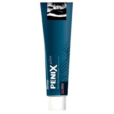Tubo de creme azul PENIX active com tampa branca e texto branco e preto