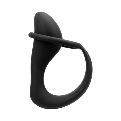 anel de silicone preto ergonómico sobre fundo branco