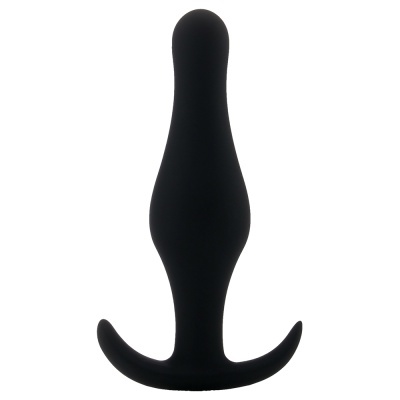 Plug anal preto de silicone com base curva em U