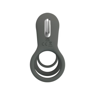 Anel de silicone cinzento com três círculos e peça metálica
