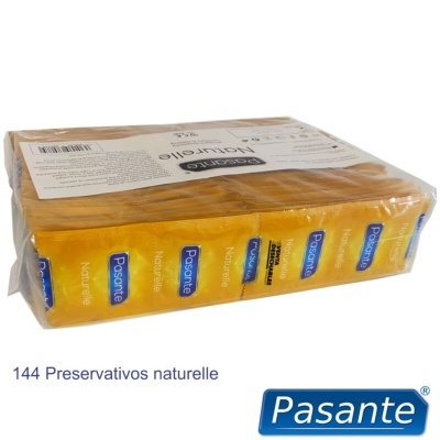 Pacote de preservativos Pasante Naturelle em embalagens amarelas
