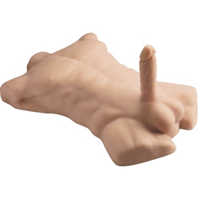 Escultura em silicone de torso masculino com pénis ereto
