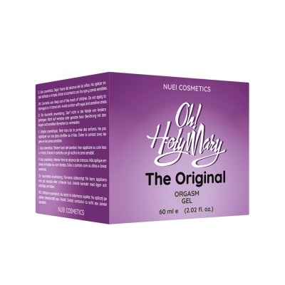 Caixa roxa lilás de gel com texto Oh! Holy Mary The Original.