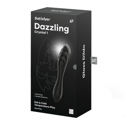 Embalagem preta de dildo de vidro sólido preto Satisfyer Dazzling Crystal 1
