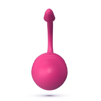 Produto de silicone rosa com base esférica e cabo longo