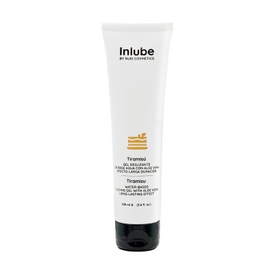 Tubo branco de gel deslizante Inlube da Nuei Cosmetics com tampa preta