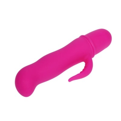 Vibrador rosa de silicone com apêndice de estimulação extra