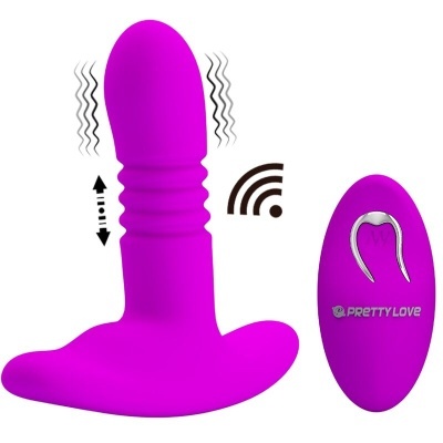 Vibrador cor-de-rosa com comando remoto PRETTY LOVE em fundo branco