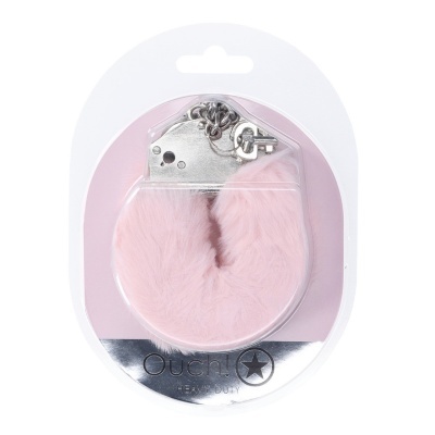 algemas com pelo cor de rosa na embalagem