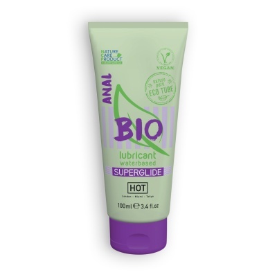 Tubo de lubricante anal à base de água em embalagem verde e roxa