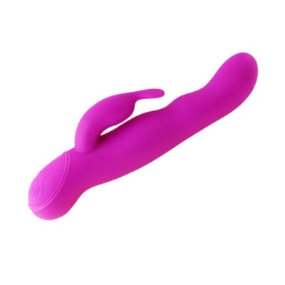 Vibrador cor-de-rosa anatómico em silicone com controlo circular na base