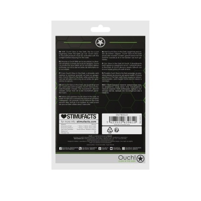 Parte traseira da embalagem do produto Ouch! com texto informativo e código de barras.