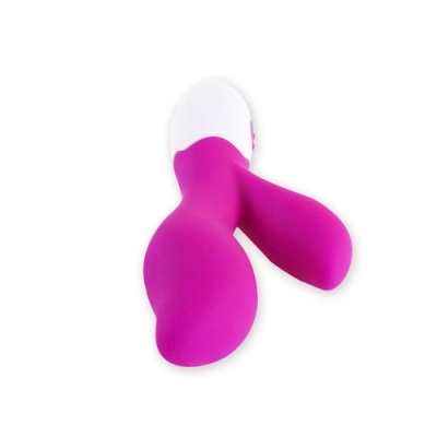 Vibrador rosa anatómico de silicone com base branca