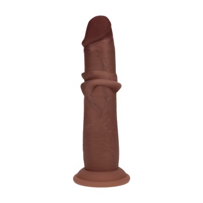 dildo castanho realista em silicone com base de ventosa