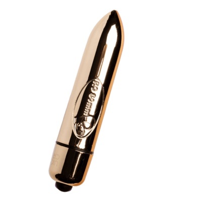 vibrador dourado metalizado com botão preto