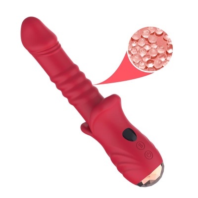 Vibrador vermelho com botões e acabamento em pedra decorativa