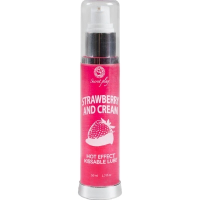 Frasco de lubrificante morango e creme com tampa transparente
