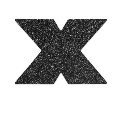 Letra X preta com textura brilante sobre fundo branco