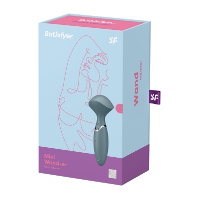 Embalagem de vibrador wand Satisfyer azul clara e roxa
