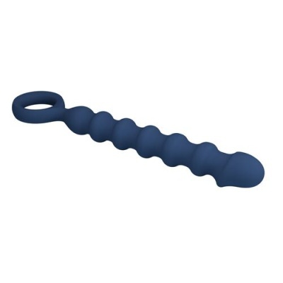 Plug azul escuro com anel e superfície ondulada