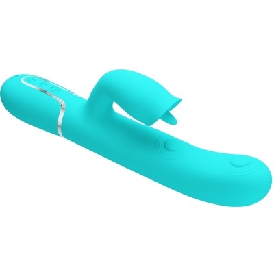 Vibrador azul turquesa anatómico com botões de controlo