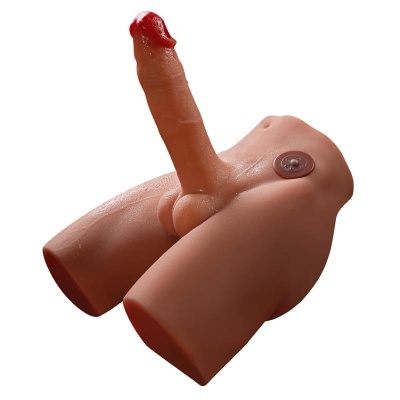 Modelo anatómico realista em silicone cor de pele do corpo masculino com pênis ereto