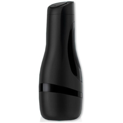 Garrafão preto de plástico com tampa de pressão em fundo branco