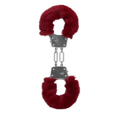 Algemas com revestimento peludo vermelho
