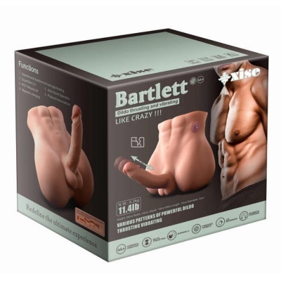 Embalagem com dildo vibratório anatómico Bartlett e imagem de torso masculino