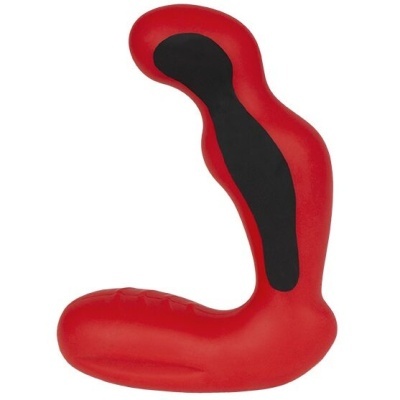 Produto ergonómico vermelho com almofada preta sobre fundo branco