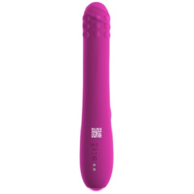 Vibrador rosa com textura e QR Code