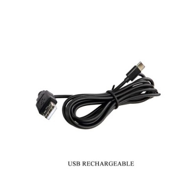Cabo USB preto com texto USB RECHARGEABLE