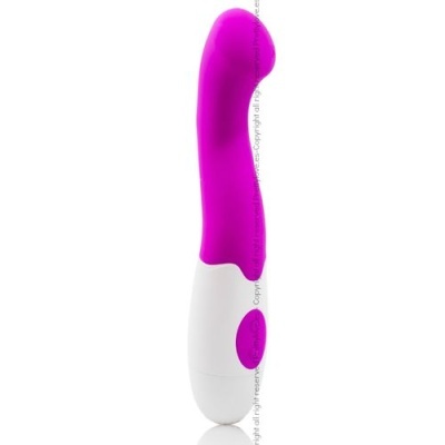 Vibrador roxo e branco com botão oval