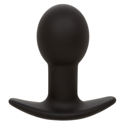 Plug anal preto com base larga e formato ovalado