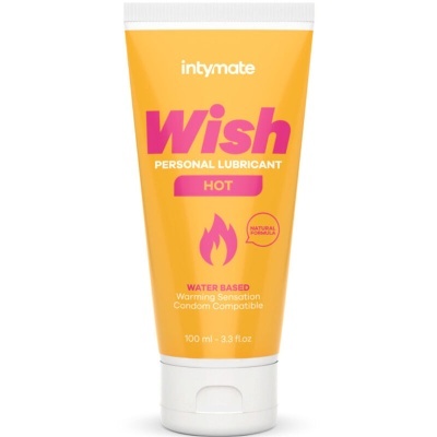 Frasco amarelo de lubrificante pessoal intymate Wish HOT