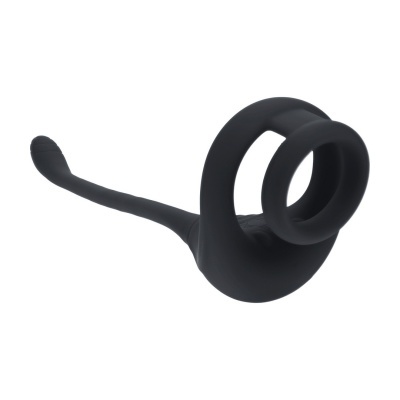 anel duplo preto com haste fina e texturizada