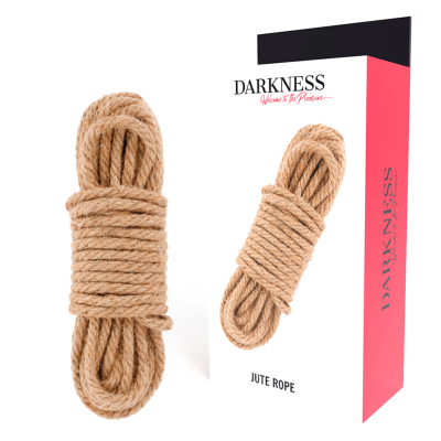 Corda de juta enrolada e embalagem com texto Darkness Welcome to the Pleasure Jute Rope