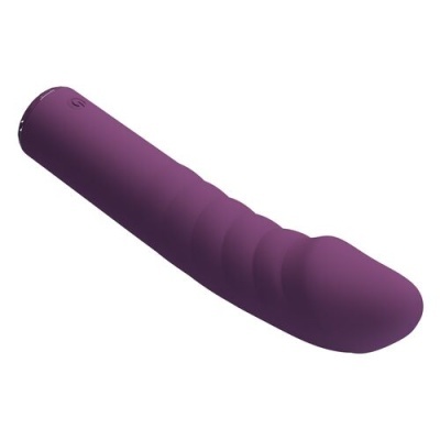 Vibrador roxo curvo com detalhes em relevo