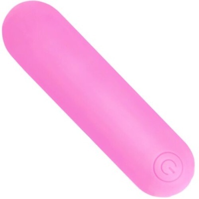 Produto rosa liso com botão de energia em relevo