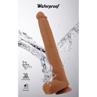 Dildo cor de pele com textura realista e base de ventosa à prova de água