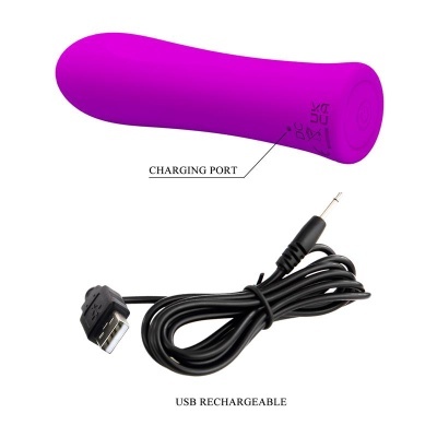 Produto rosa com porta de carregamento e cabo USB preto