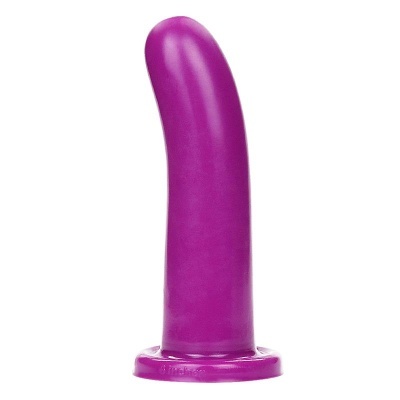 Plug anal vermelho arroxeado de silicone com base circular